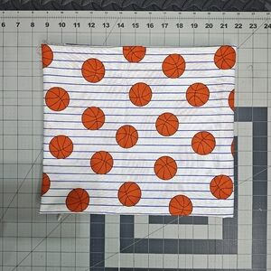 🏀Quilting Cotton Basketball Fabric 1 Yard 13" Blue Stripes Team Sports remnant